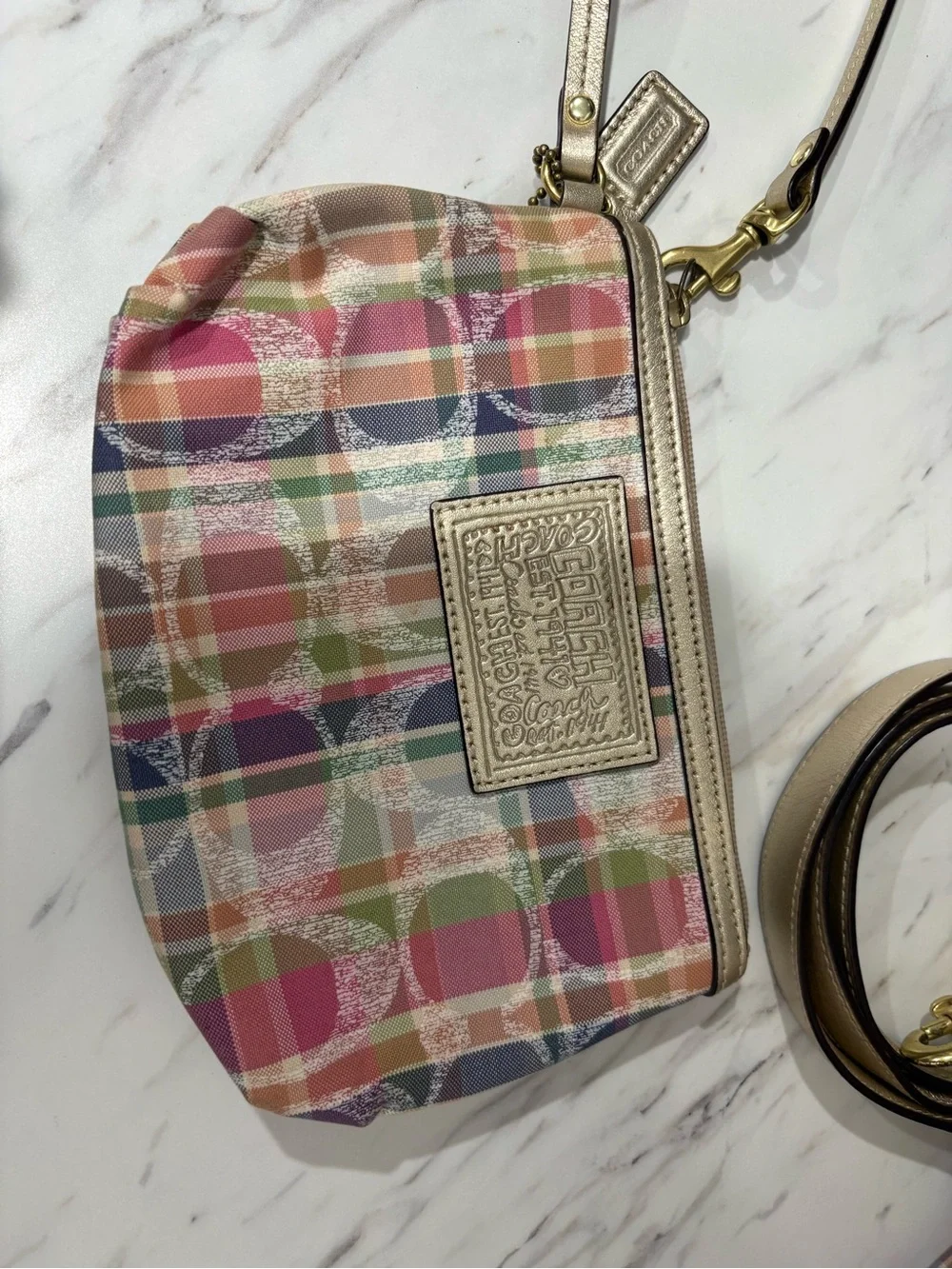 Coach madras double pocket purse and wristlet